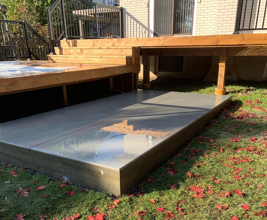 A concrete slab, on a backyard, serviced by GSI contracting