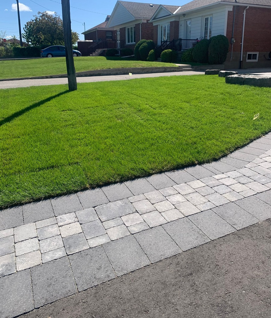 The front lawn of a house, displaying sodding work done by GSI contracting